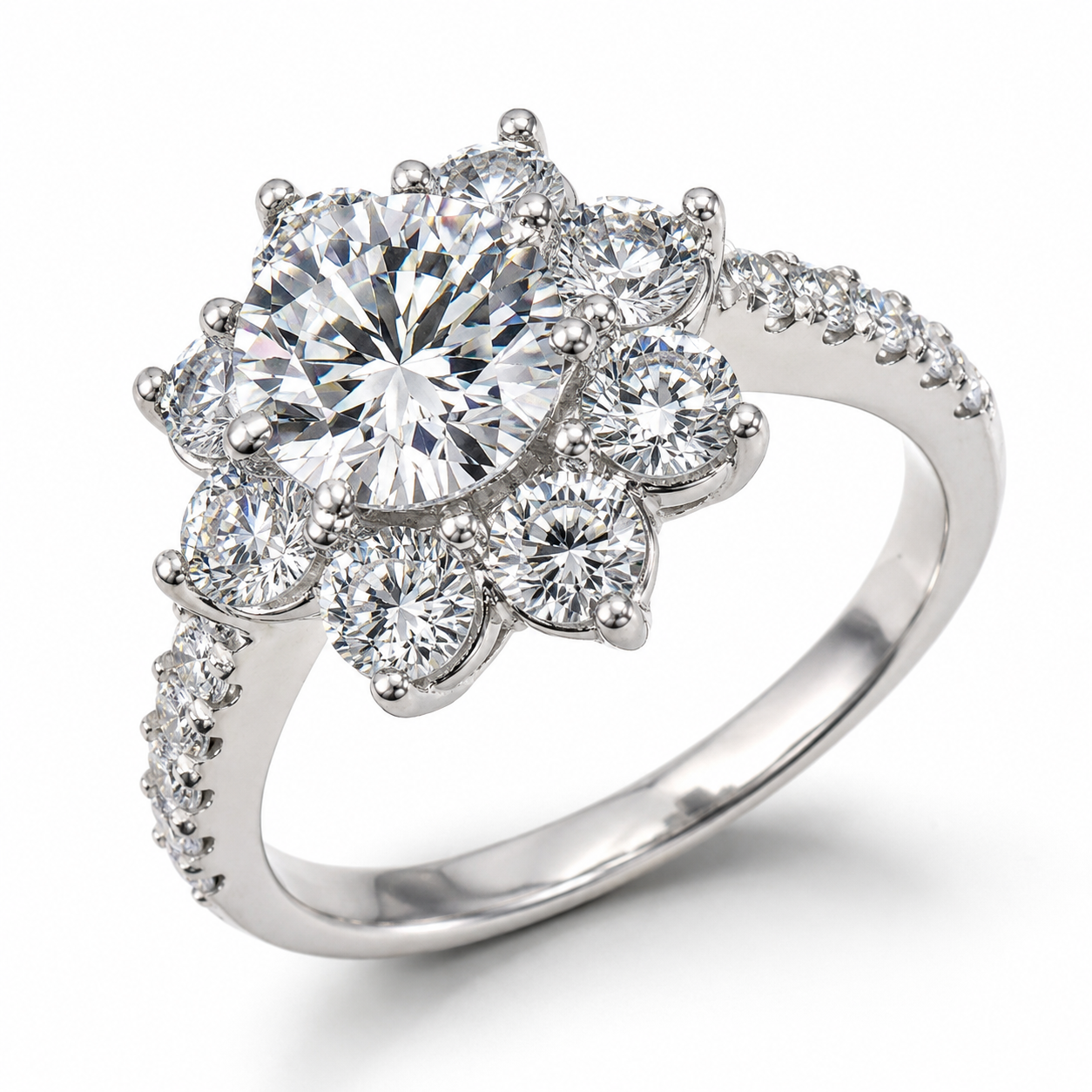 Zethech Round-Cut Moissanite Halo Ring