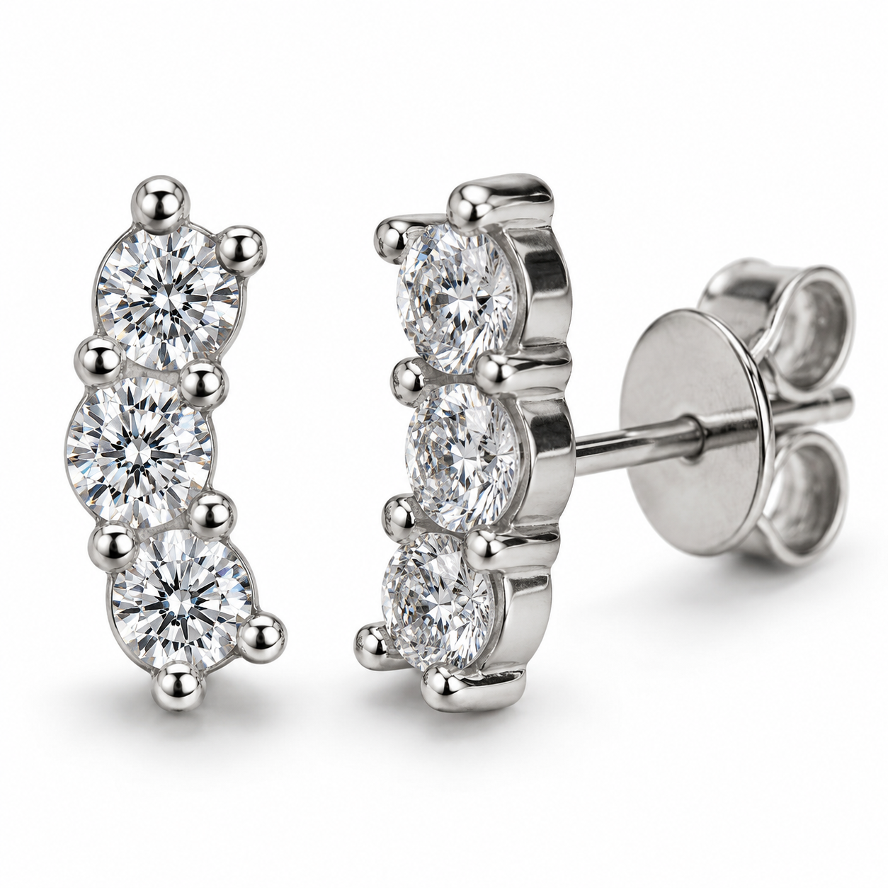 Zethech Round-Cut Cluster Moissanite Stud Earrings