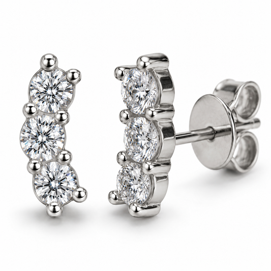 Zethech Cluster Moissanite Stud Earrings with grouped stones on white background
