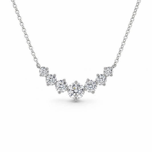 Zethech Oval Solitaire Moissanite Necklace with oval pendant on white background