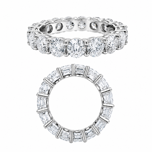 Zethech Full Eternity Moissanite Band with continuous round stones on white background