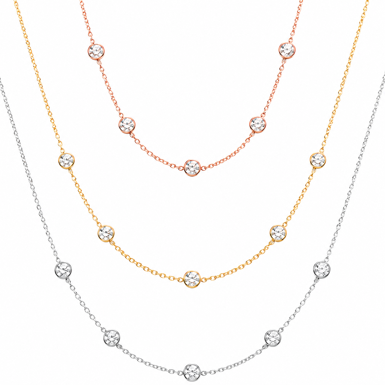 Zethech Round-Cut Bubble Moissanite Necklace