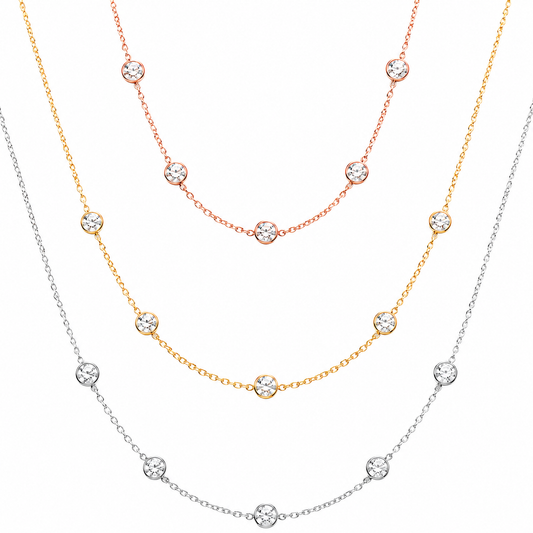 Zethech Bubble Moissanite Necklace with round pendant on white background