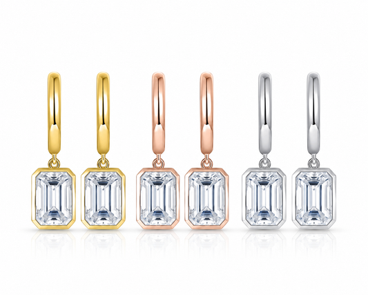 Signature Emerald-Cut Moissanite Drop Earrings