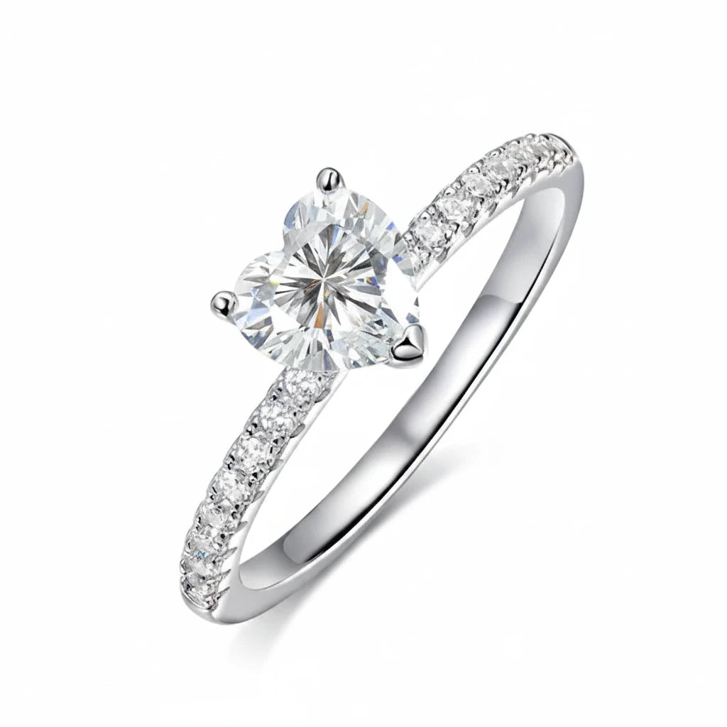 Zethech Amora Heart Ring with heart center stone and accent stones