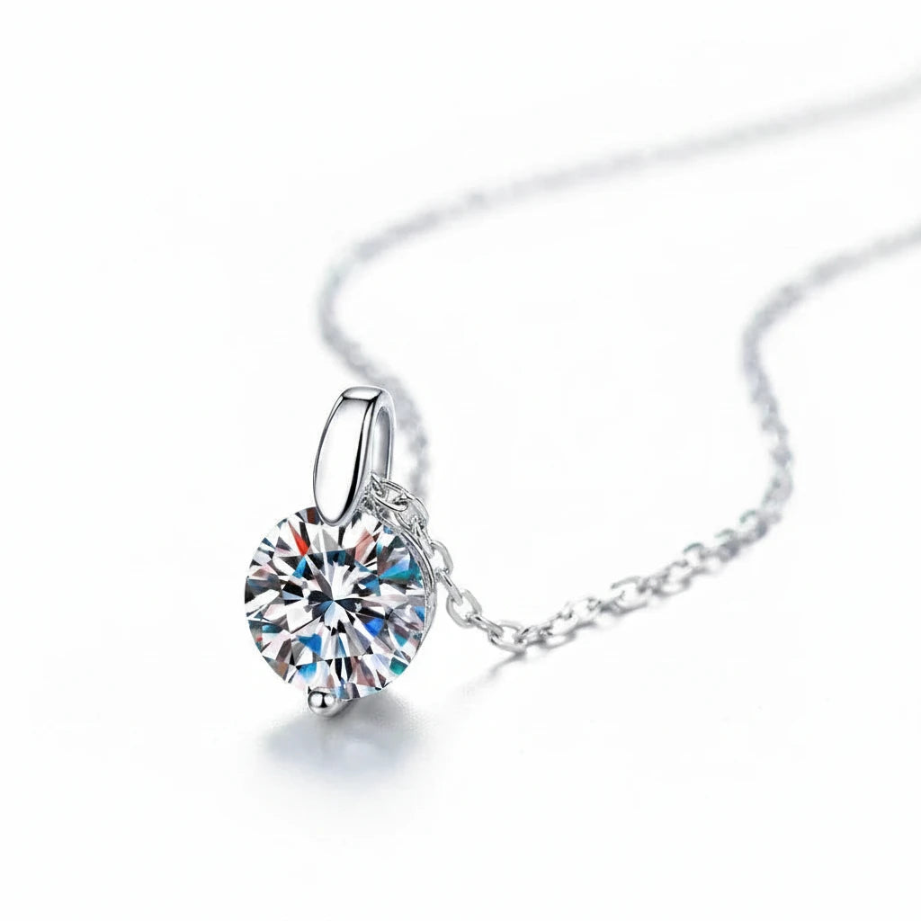 Zethech Halo Solitaire Necklace with pendant on delicate chain