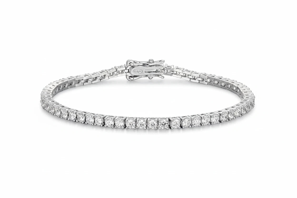 Zethech Round Moissanite Tennis Bracelet with delicate bracelet chain