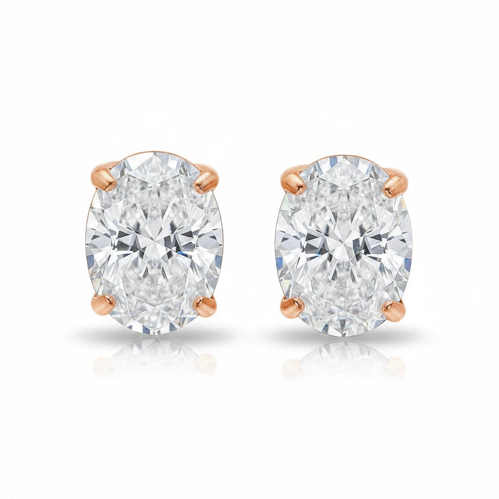 Zethech Verona Oval Studs in rose gold setting