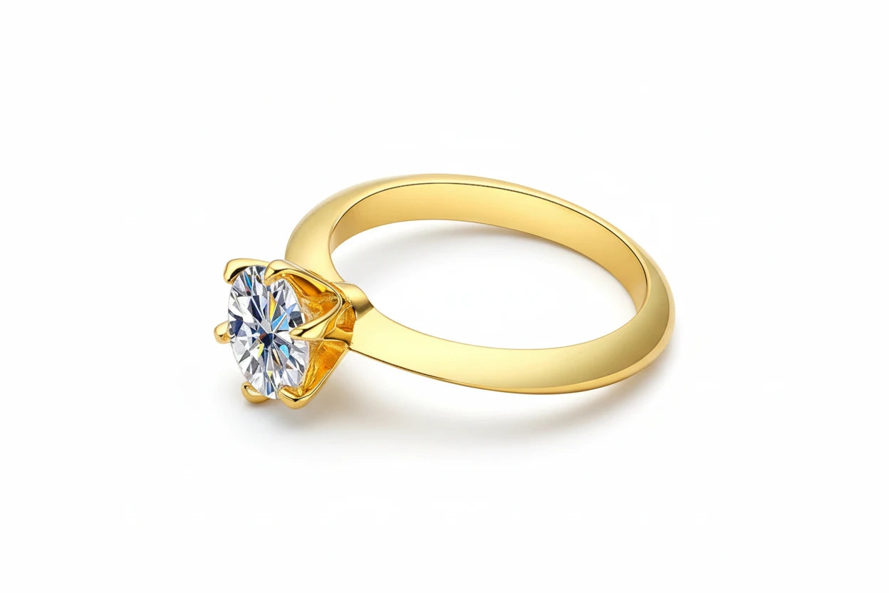Zethech Round Moissanite Ring with sparkling solitaire design