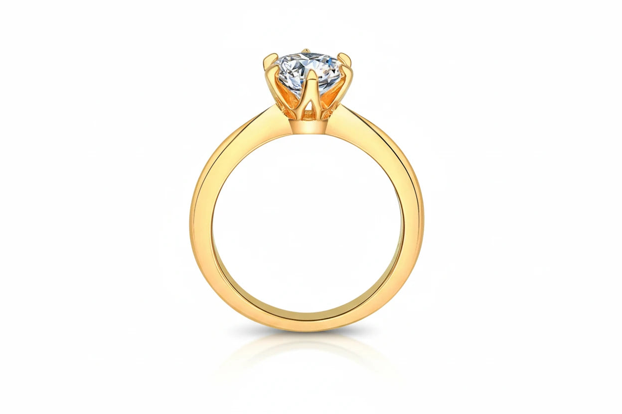 Zethech Round Moissanite Ring with sleek band