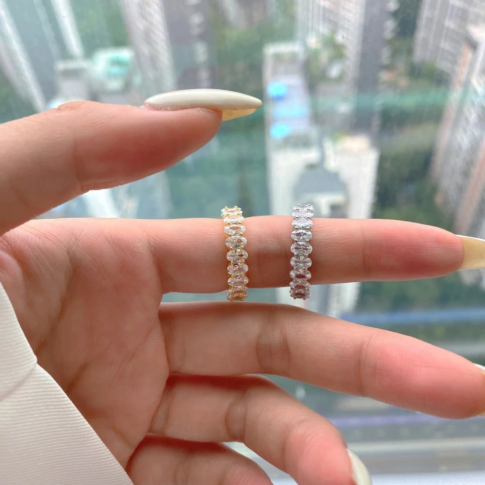 Zethech Eterna Oval Moissanite Ring held in hand