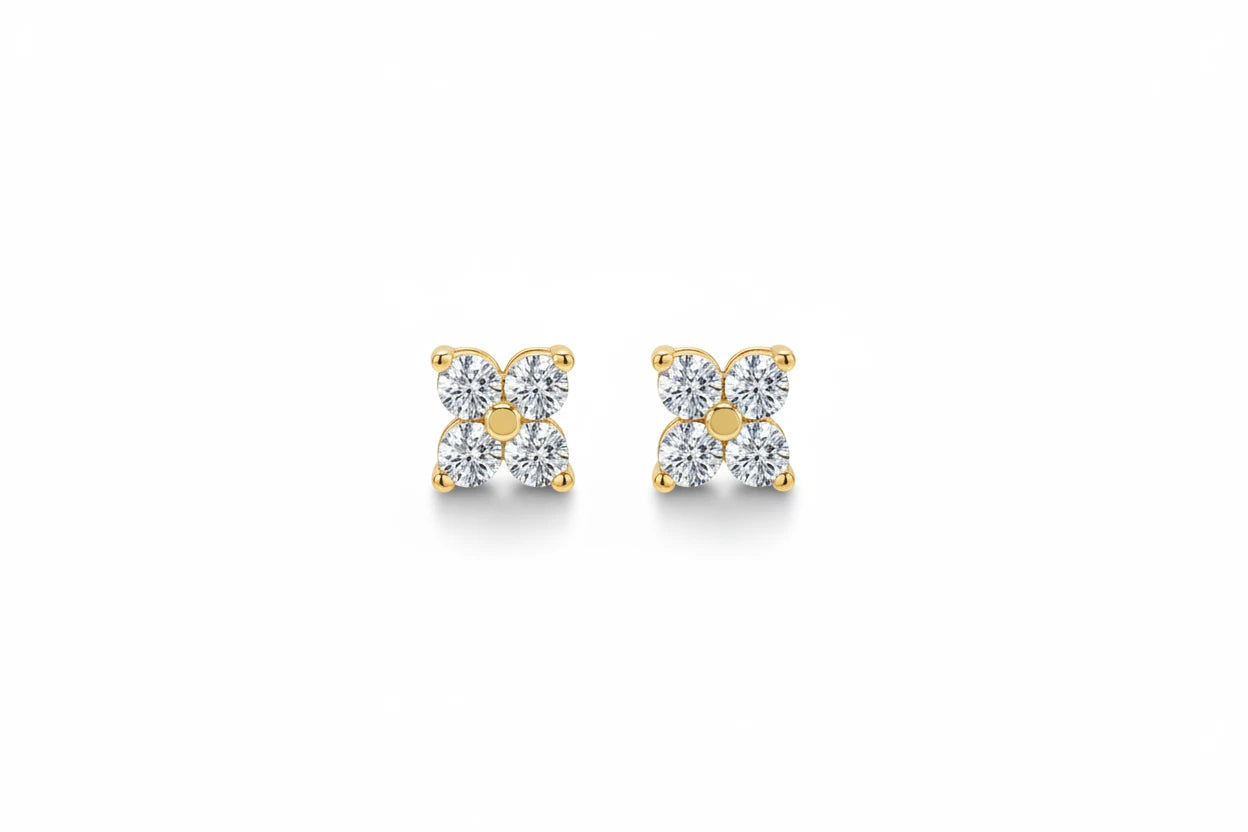 Zethech Silver Quad Moissanite Stud Earrings with modern design