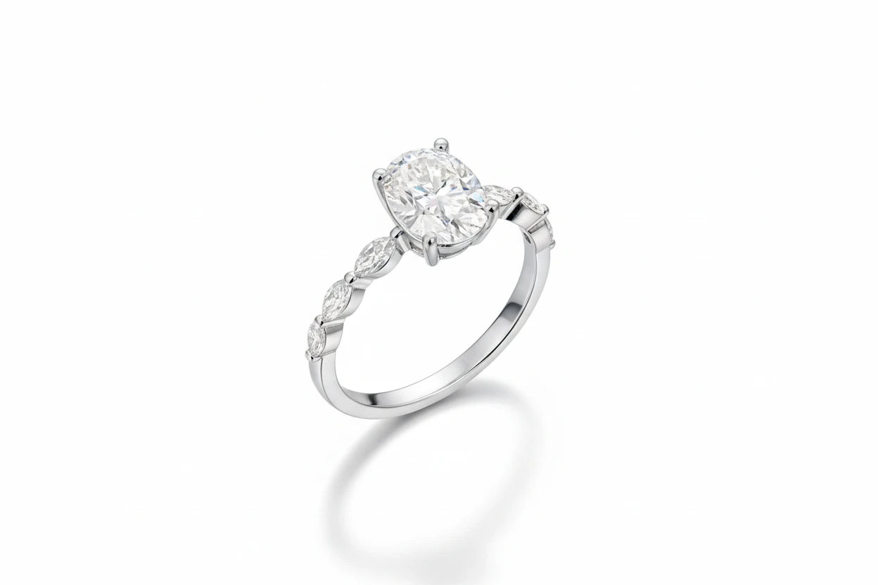 Zethech Oval Cut Moissanite Ring with sleek band