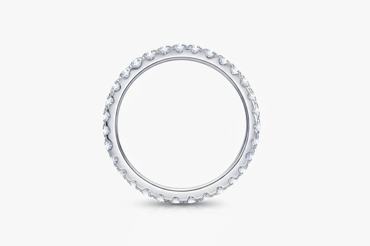 Zethech Moissanite Eternity Ring with round stones around band