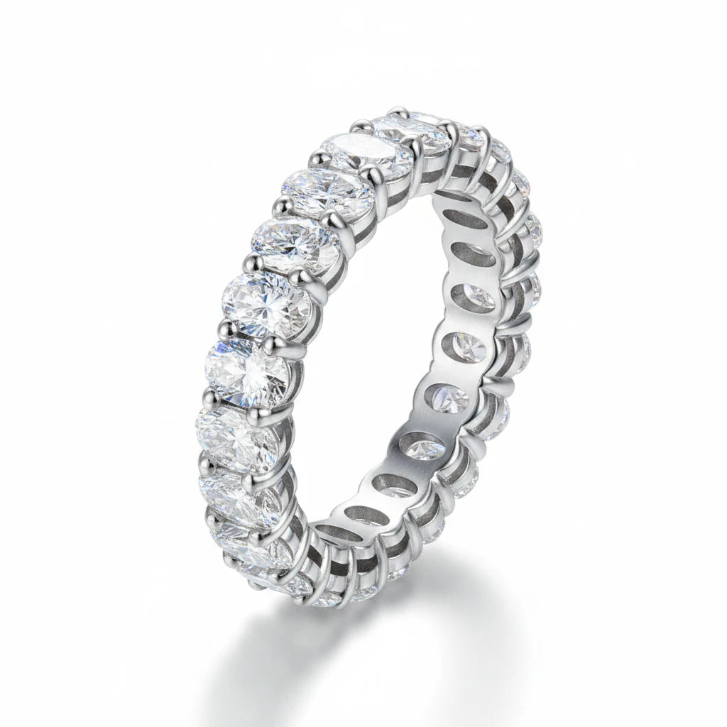 Zethech Eterna Oval Moissanite Ring in silver finish