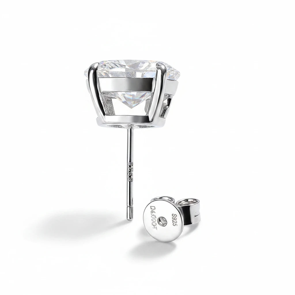 Single Zethech Verona Oval Stud Earring with moissanite stone