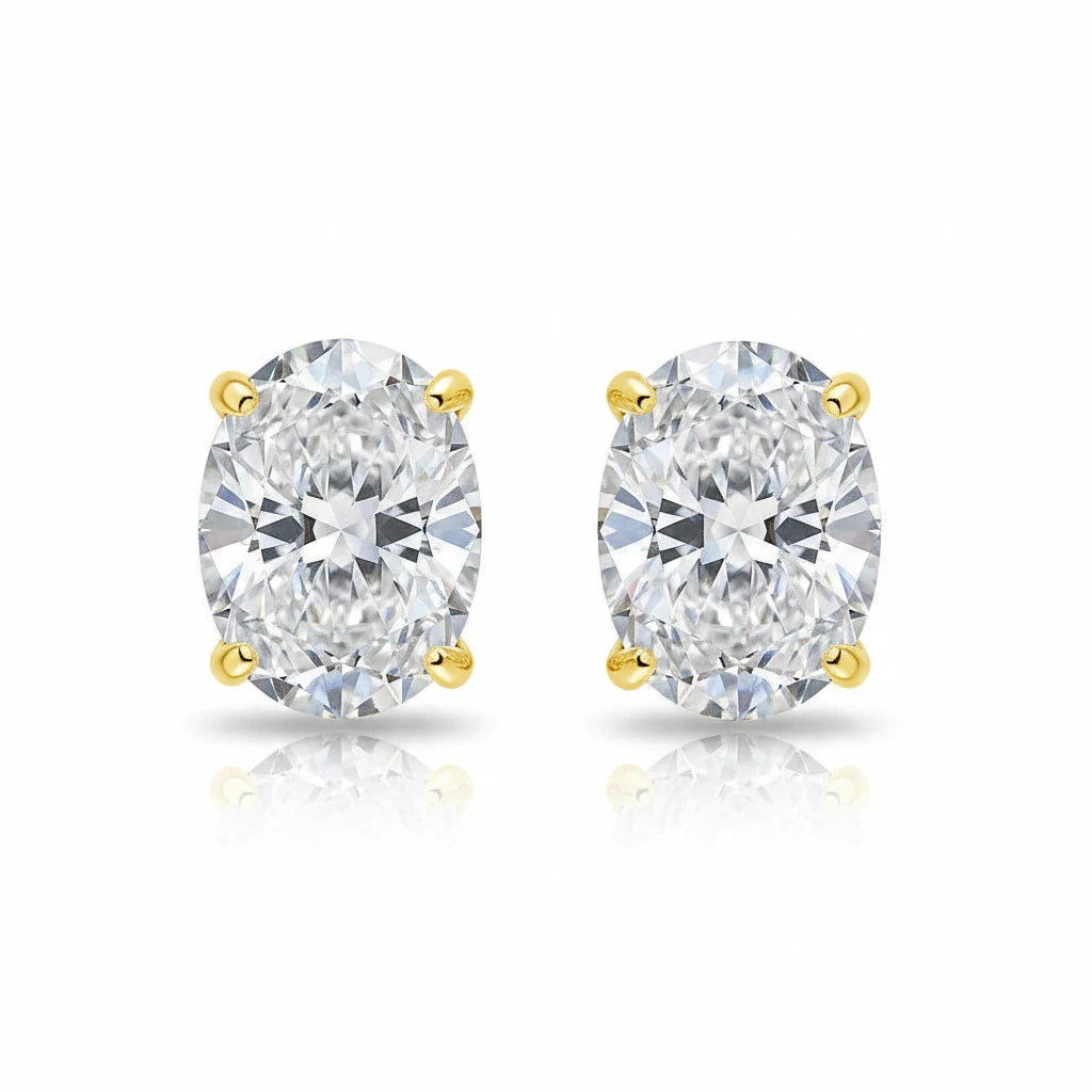 Zethech Verona Oval Moissanite Studs with clear stones