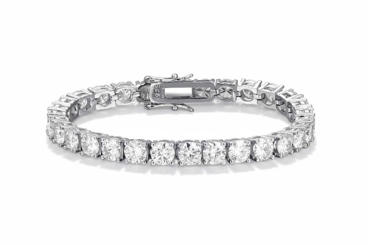 Zethech Round Moissanite Tennis Bracelet with sparkling stone line