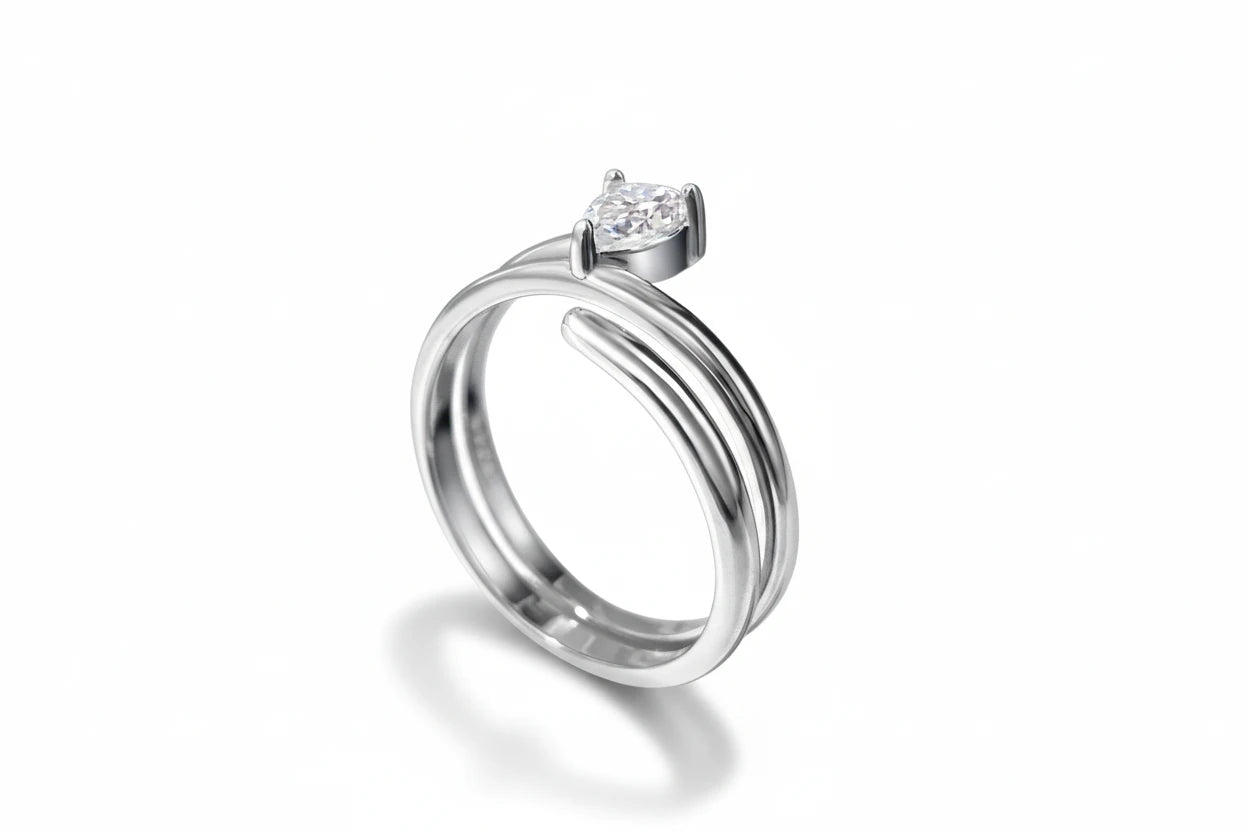 Zethech Pear Moissanite Ring with refined sparkle