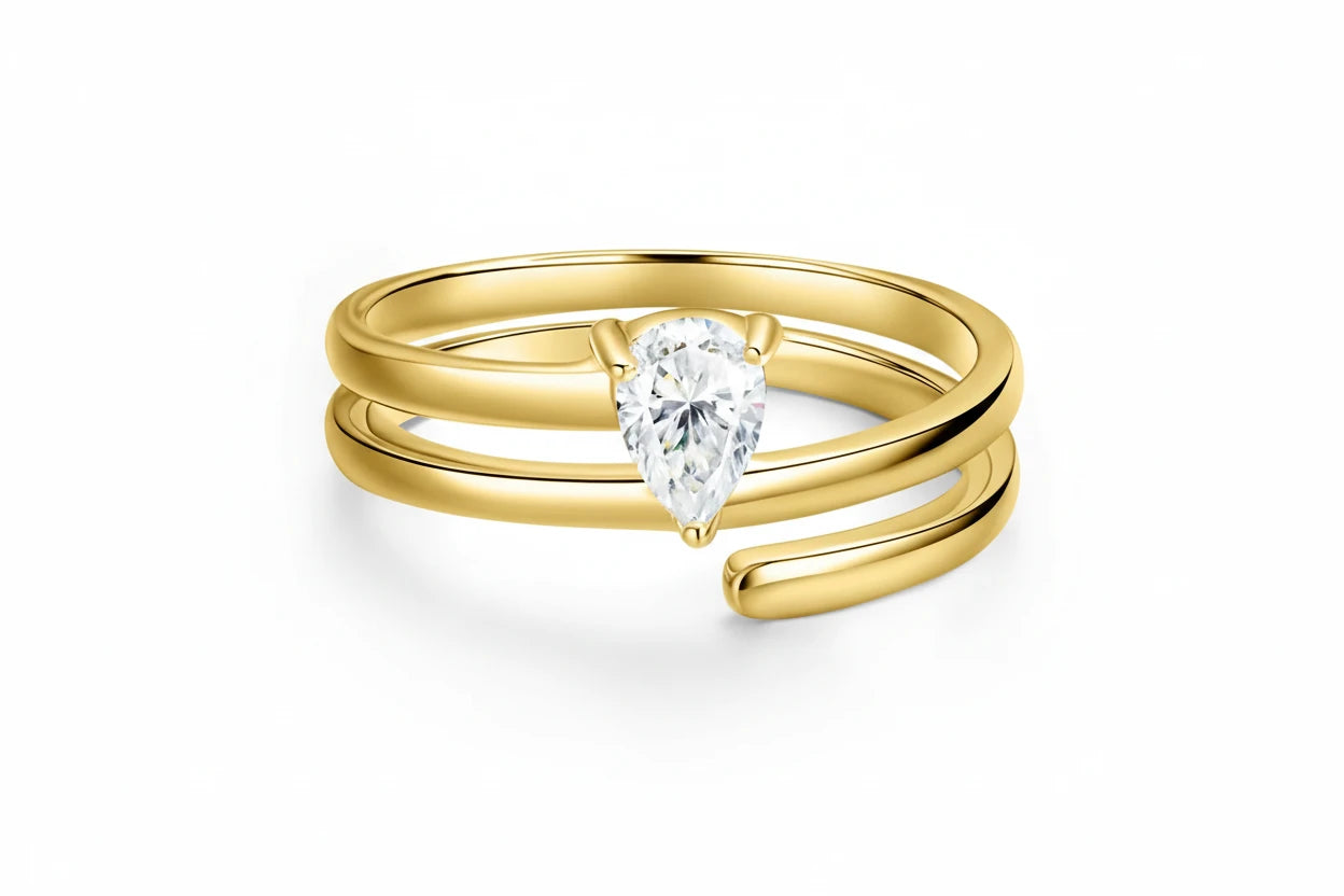 Zethech Pear Moissanite Ring with pear-shaped center stone