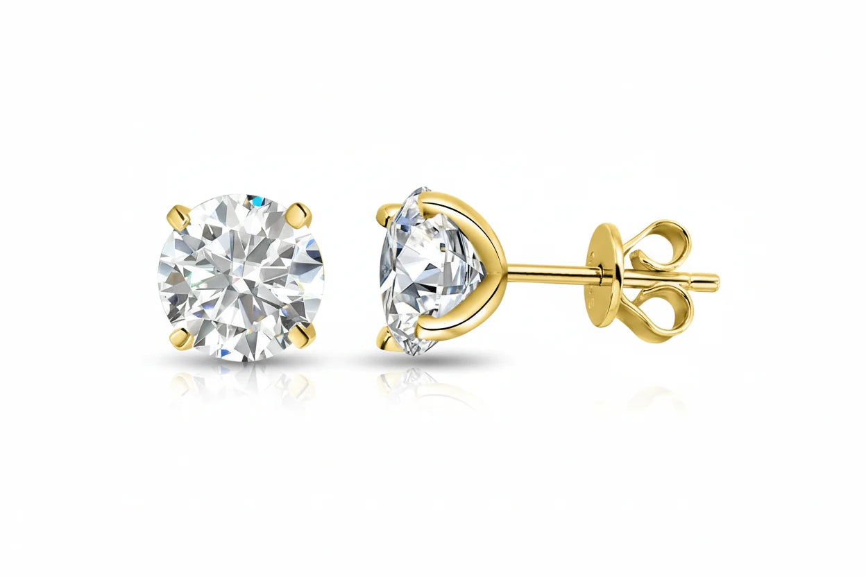 Zethech Rose Moissanite Stud Earrings with sparkling round stones