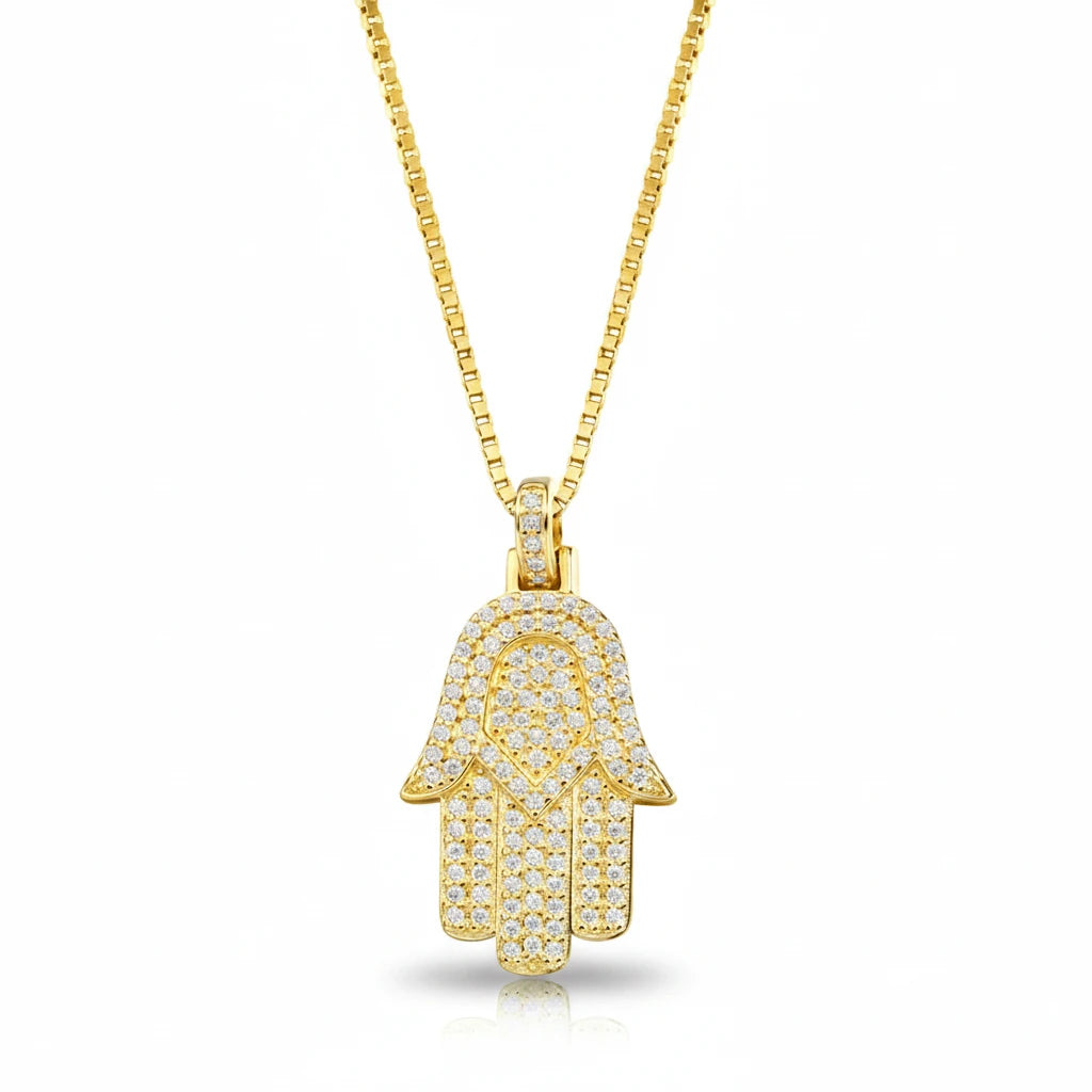 Zethech Moissanite Hamsa Necklace with pendant measurements