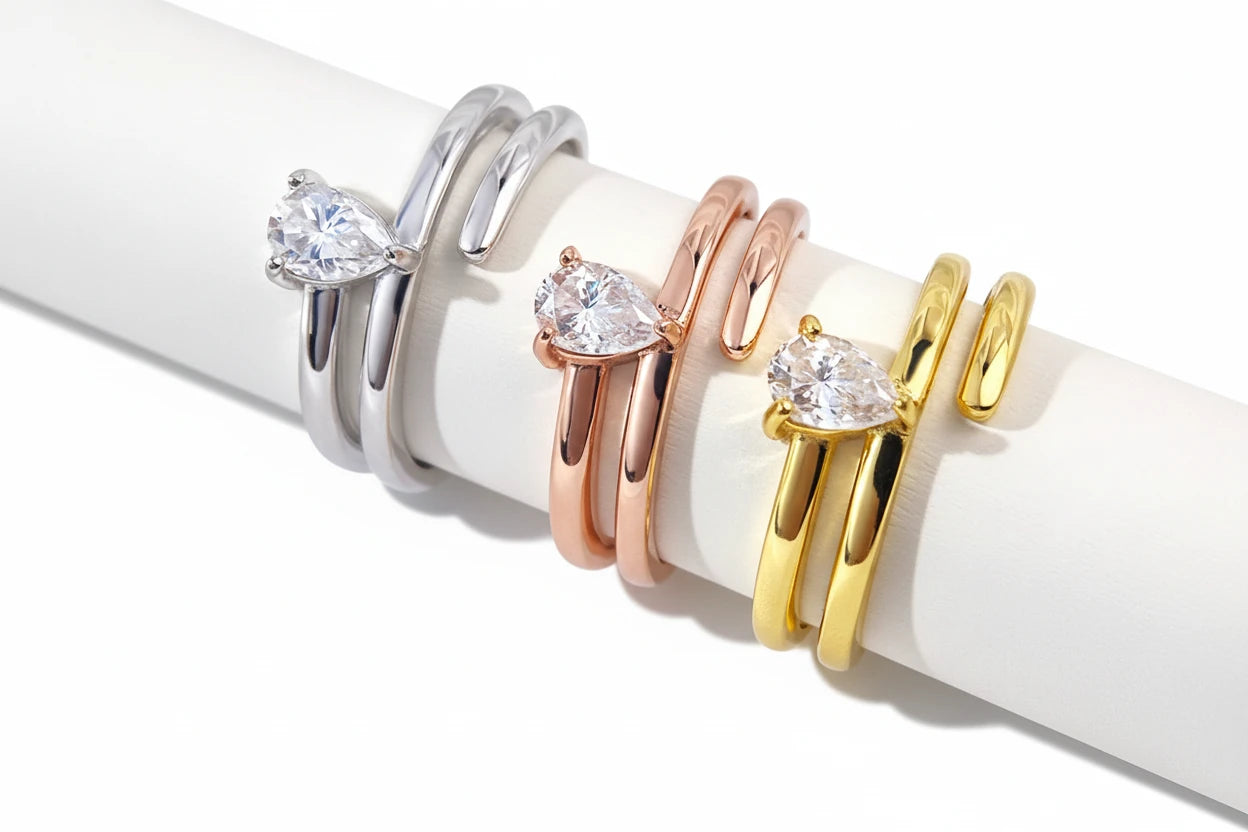 Zethech Pear Moissanite Ring with sparkling pear-shaped gemstone