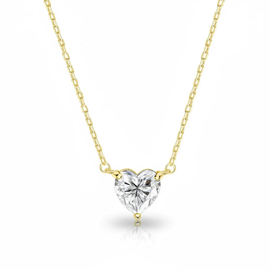 Zethech Celeste Heart Necklace in yellow gold with heart pendant