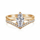 Zethech Velvet Marquise Ring in rose gold with center and side stones