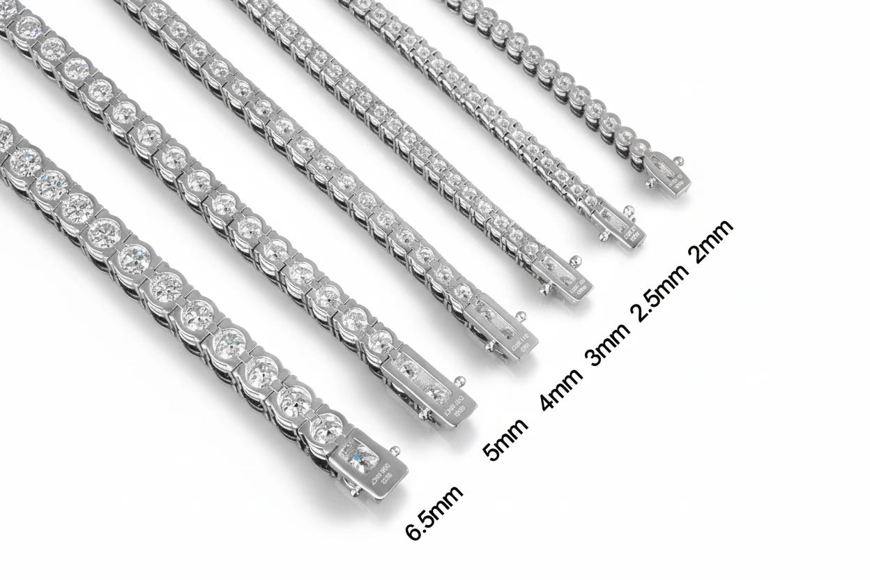 Zethech Moissanite Tennis Bracelet with polished silver setting