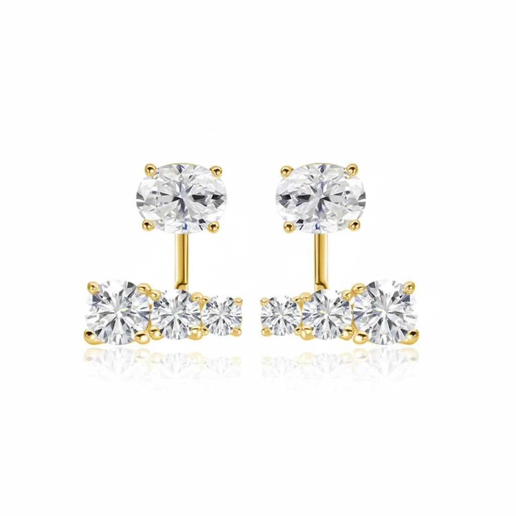 Zethech Aurora Cascade Earrings in gold tone with clear stones