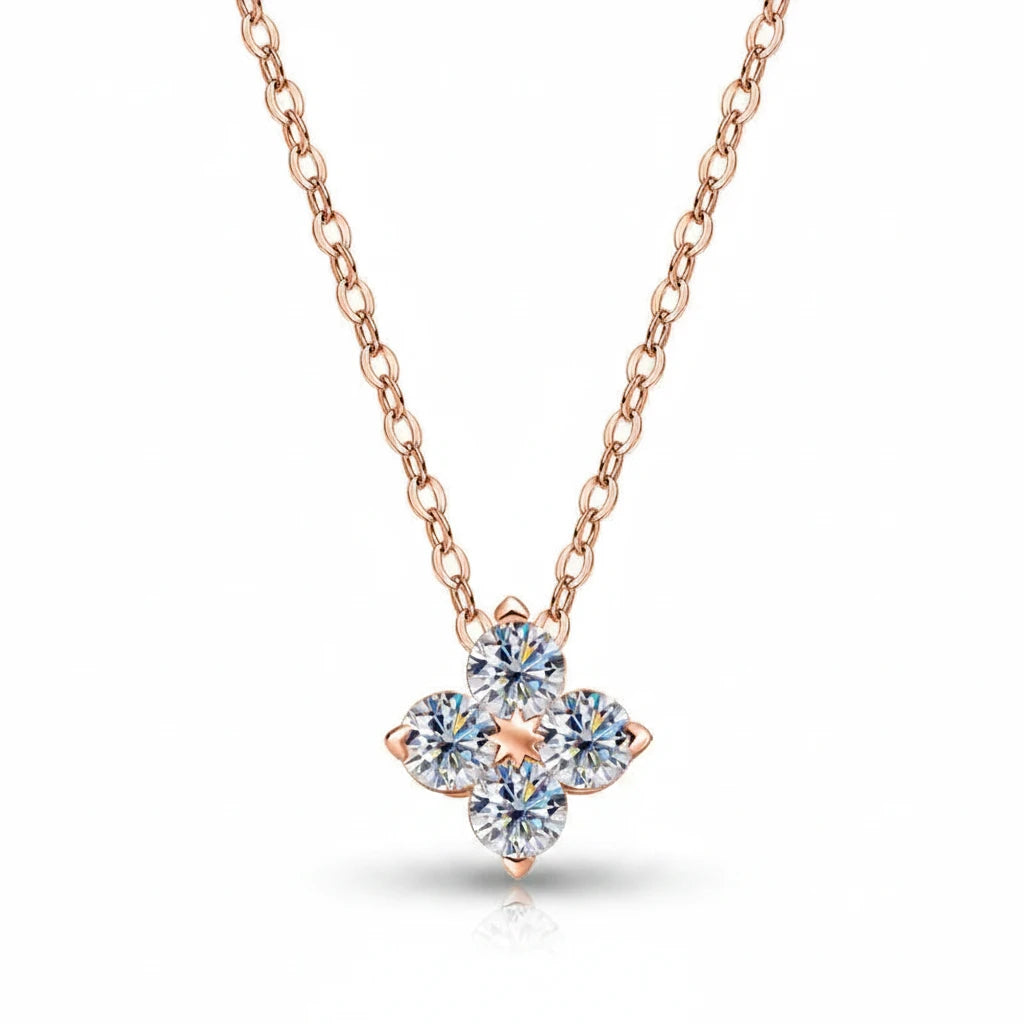 Zethech Luna Spark Necklace in rose gold with clear pendant detail