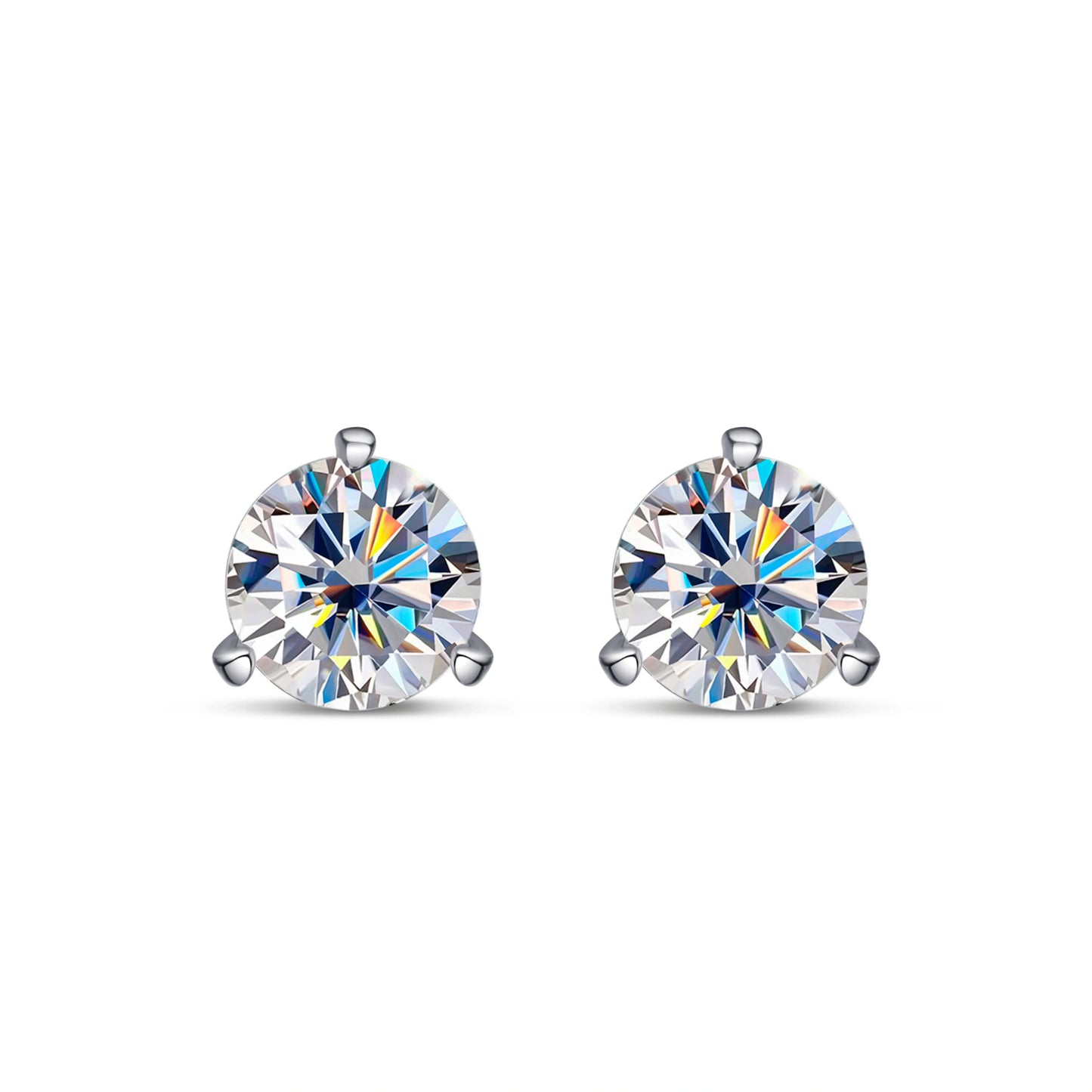 Zethech Nova Round Moissanite Studs with clear stones