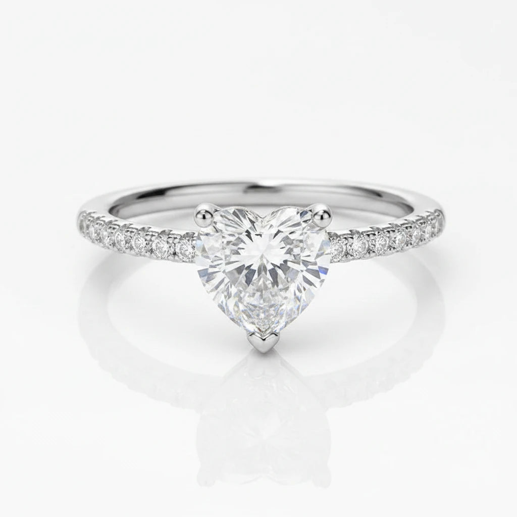 Zethech Amora Heart Ring with heart-shaped moissanite center stone