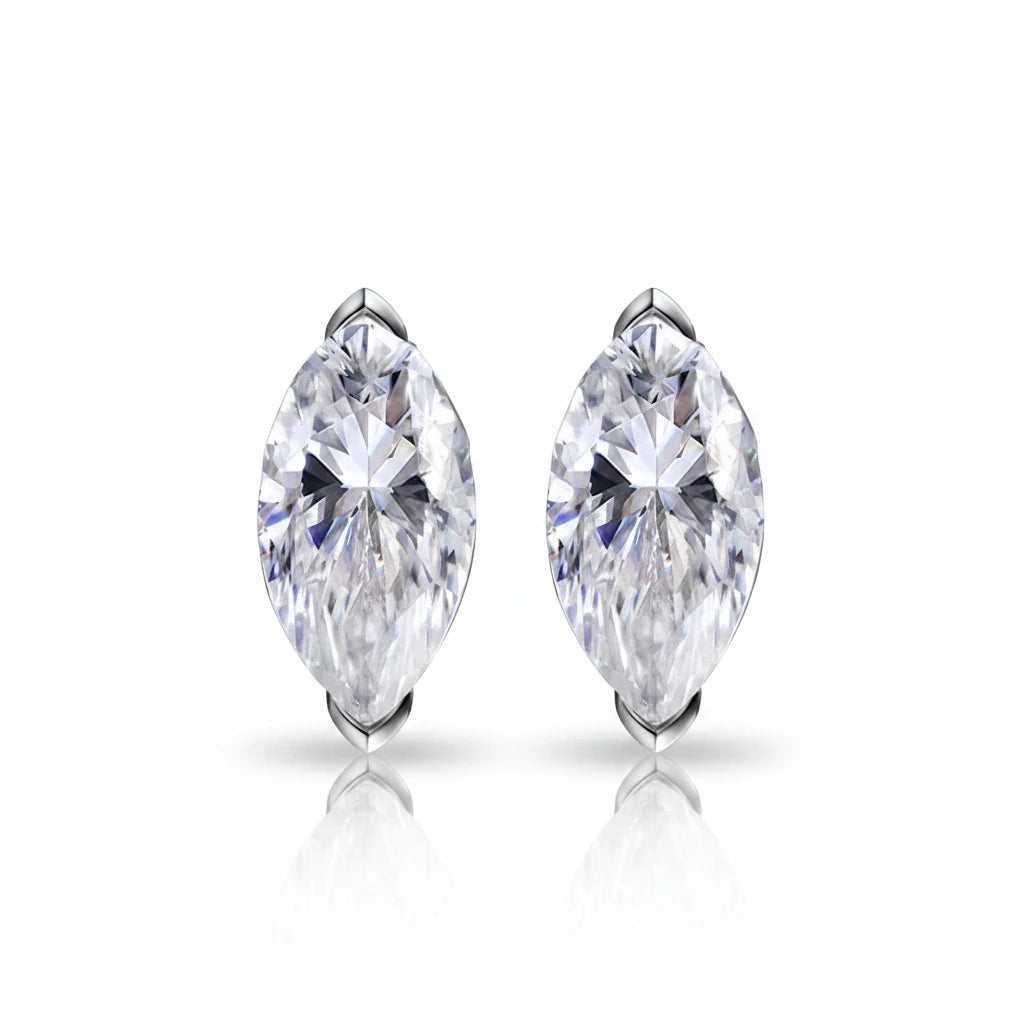 Zethech Celeste Marquise Studs with clear marquise stones