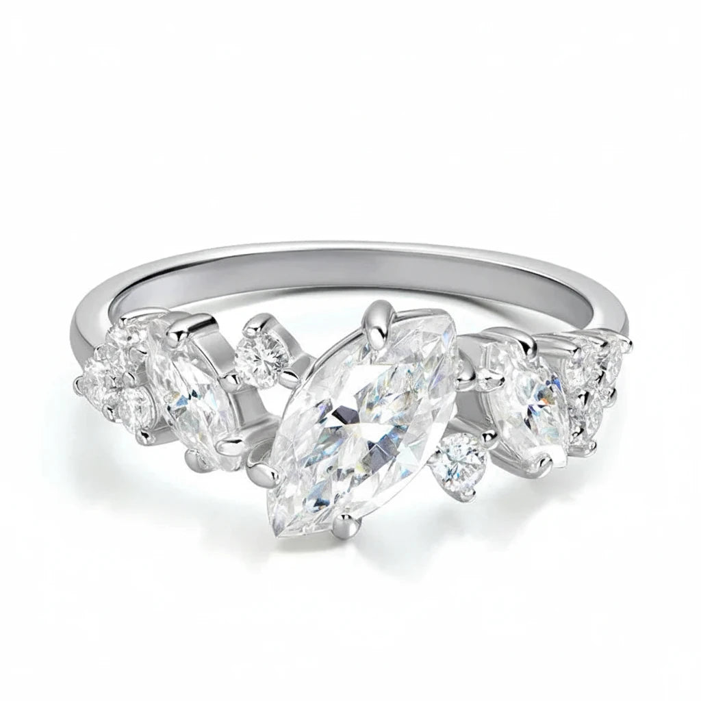 Zethech Celeste Marquise Ring with three clear stones