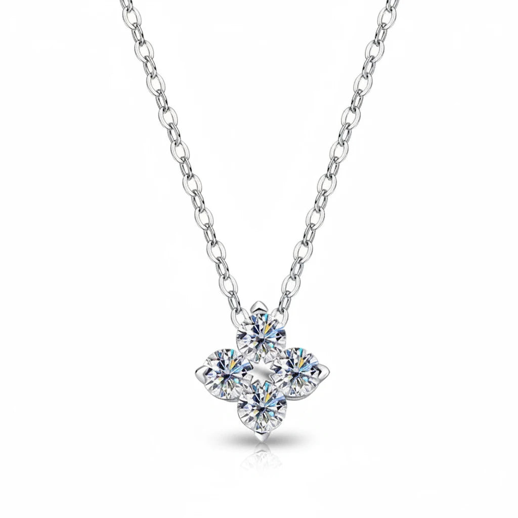 Zethech Luna Spark Necklace in silver with clear stone pendant