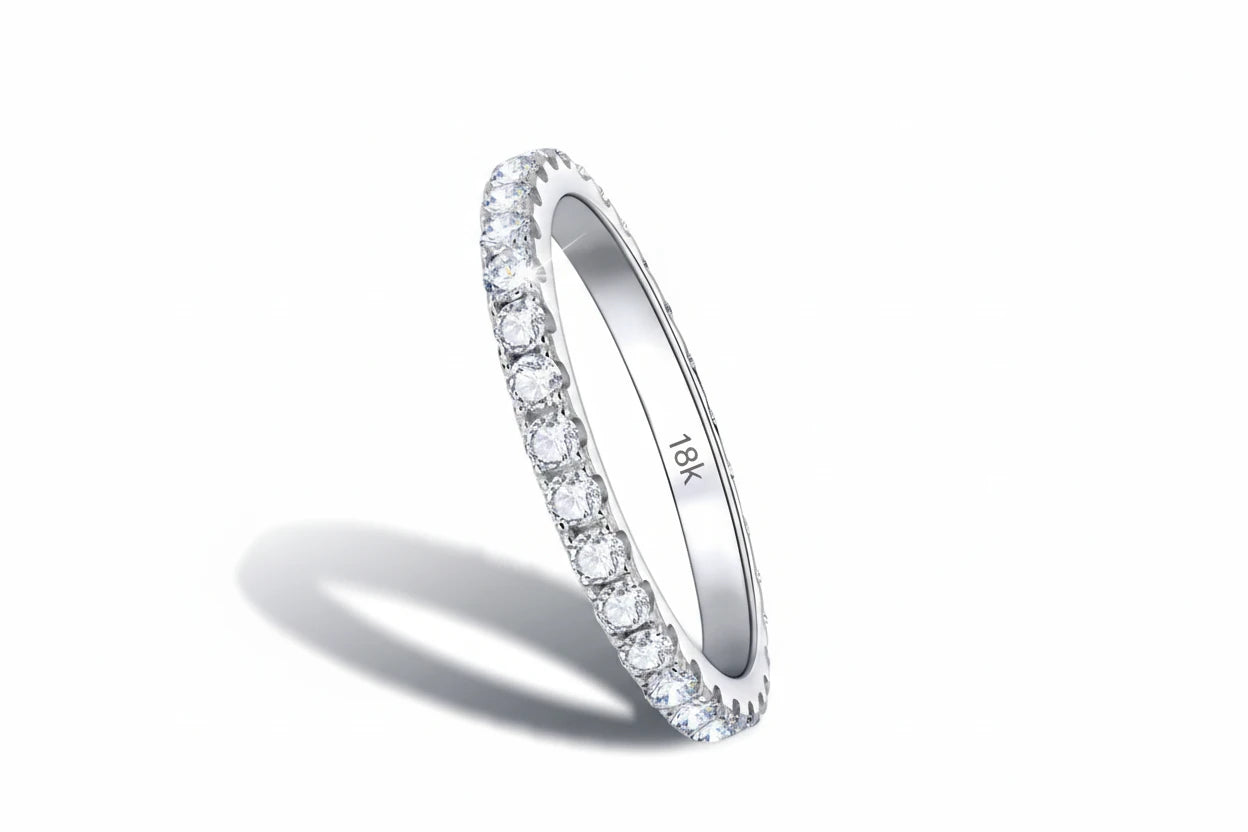 Zethech Moissanite Eternity Band with sparkling round-cut stones