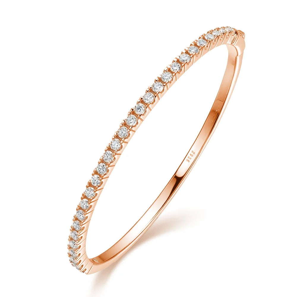 Zethech Eclipse Tennis Bracelet in rose gold with clear stones on white background