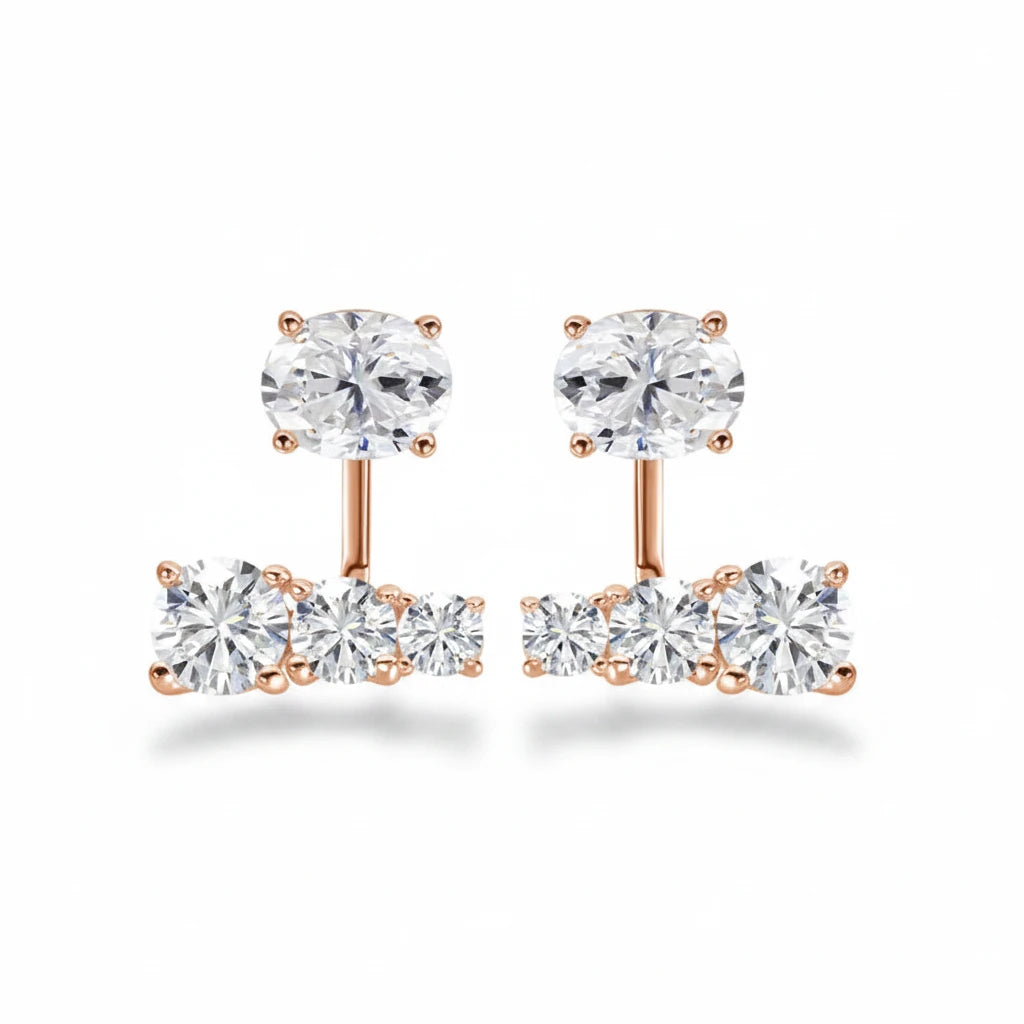 Zethech Aurora Cascade Earrings in rose gold with clear stones
