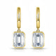 Zethech Emerald Cut Drop Earrings in yellow gold finish