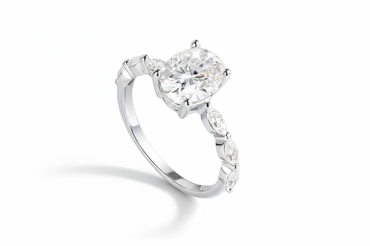 Zethech Oval Moissanite Ring with elegant prong setting