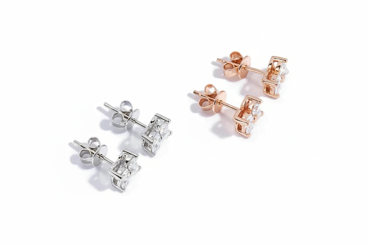Zethech Quad Moissanite Stud Earrings with four-stone cluster