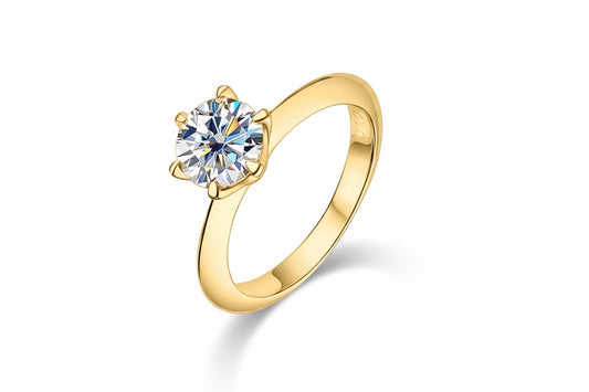 Round Moissanite ring by Zethech featuring a sparkling central gemstone set in a sleek band.