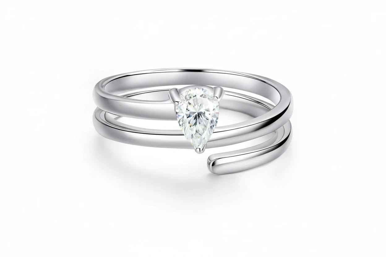 Zethech Pear Moissanite Ring in sleek jewelry design