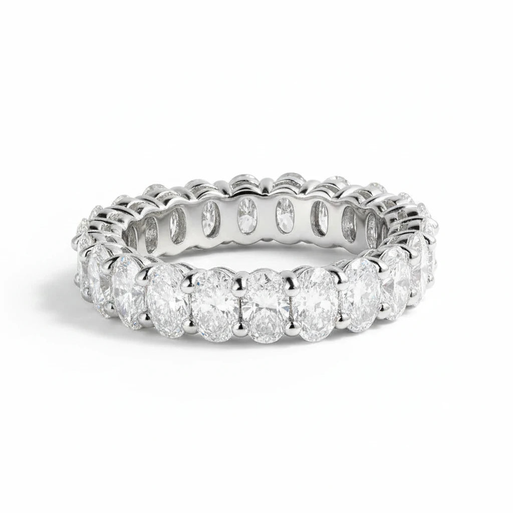 Zethech Oval Moissanite Eternity Ring on white background