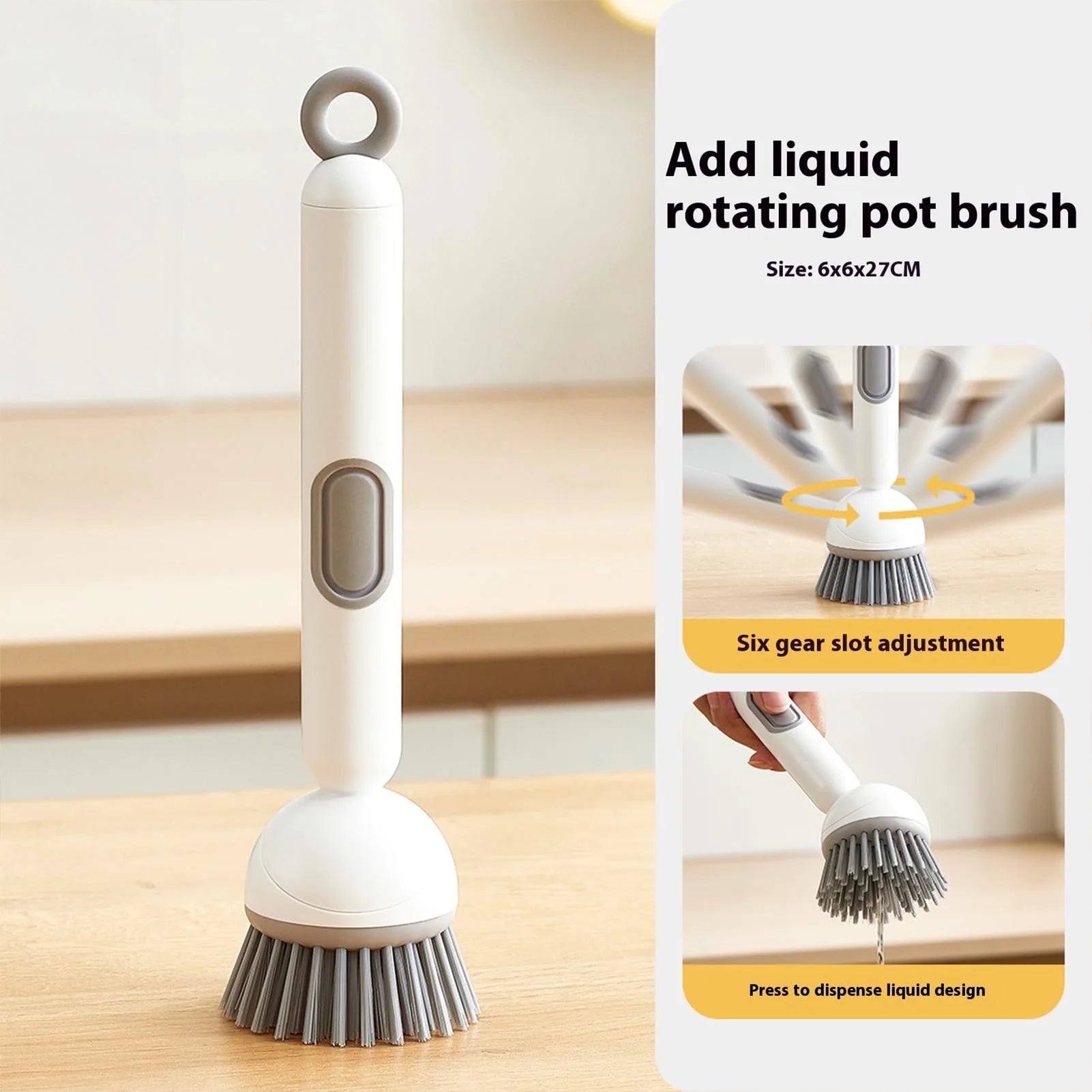 GripClean Long-Handle Kitchen Brush