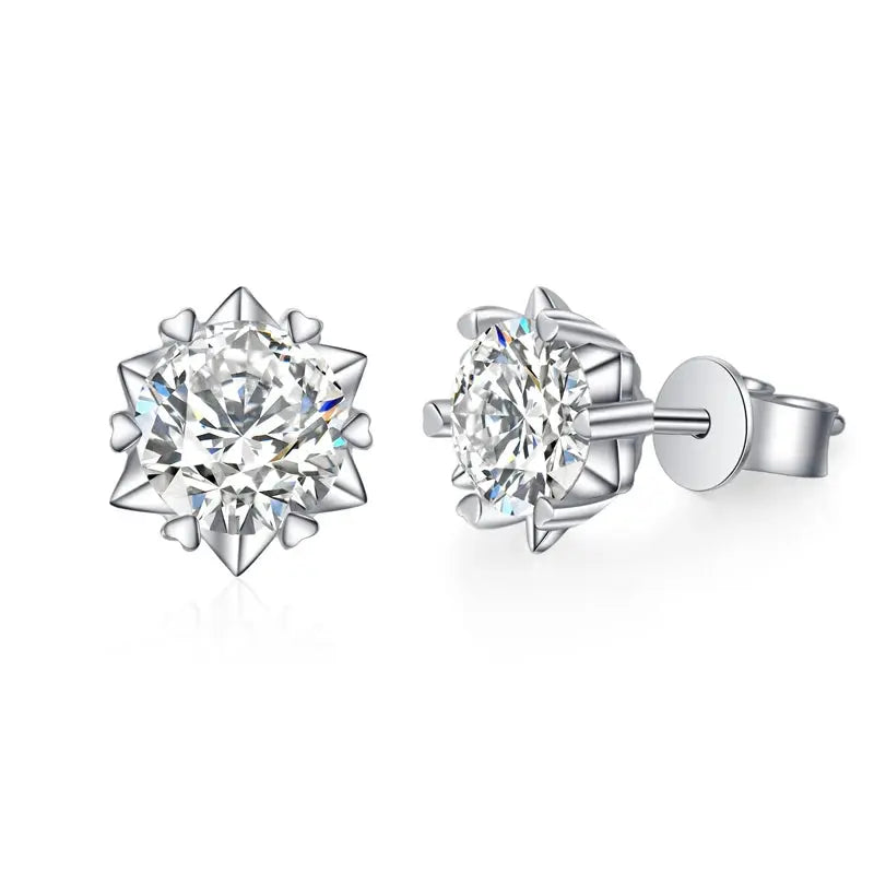 Zethech Snowflake Moissanite Stud Earrings in sterling silver