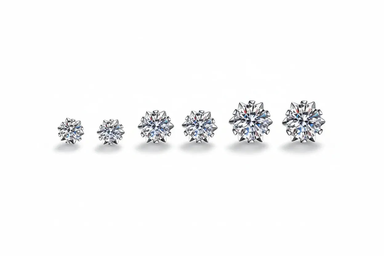 Zethech Snowflake Stud Earrings with clustered moissanite sparkle