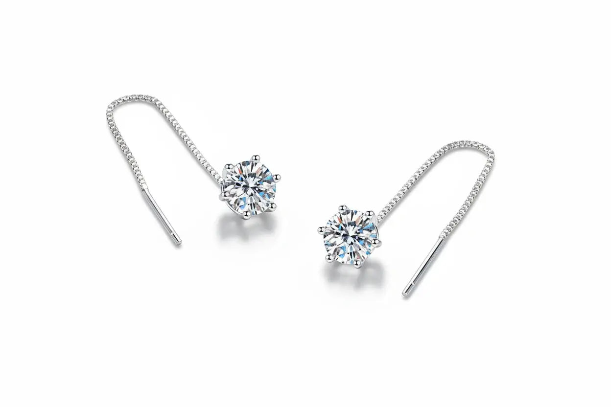 Zethech Tassel Drop Earrings with moissanite sparkle